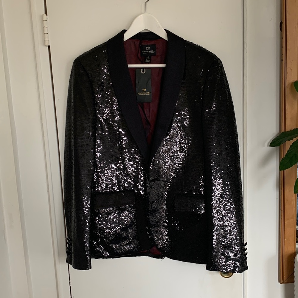 NWT Mens Scotch&soda black sequin blazer. Size M
